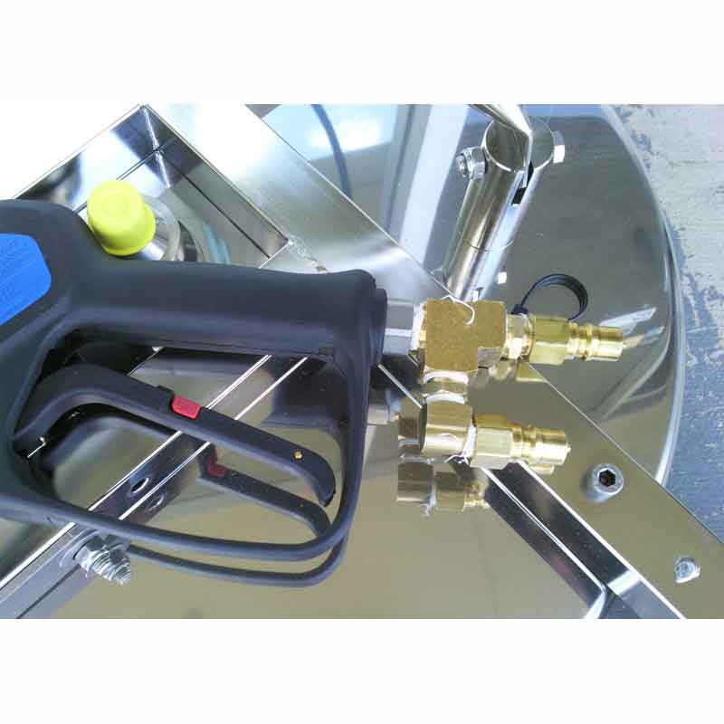 Shazaam Pressure Washing Reverse Tee Connection for truck mounted dual wand carpet cleaning machines